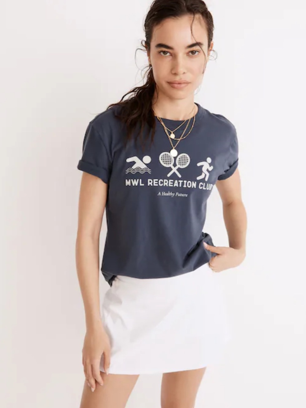 Madewell MWL Recreation Club Tee - Twilight Navy Blue
